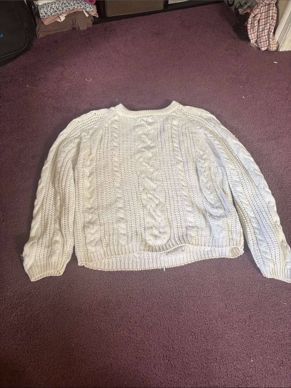 Women’s Cream Cable Knit Crewneck Sweater